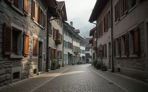 Eine menschenleere, ruhige Wohnstrasse in einer Schweizer Stadt mit traditioneller Architektur und Kopfsteinpflaster. - Foto: über boerse-global.de