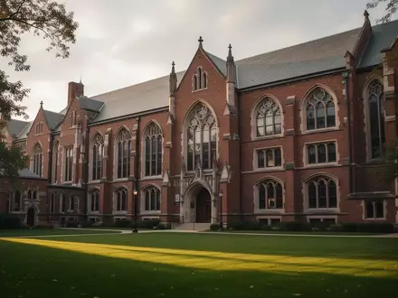Die historische Fassade des Old-Main-Gebäudes der Canisius University mit Backsteinarchitektur an einem bewölkten Tag. - Foto: über boerse-global.de