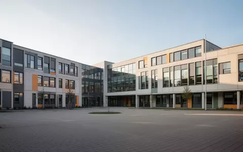 Die Außenansicht eines modernen Schulgebäudes bei Tageslicht. - Foto: über boerse-global.de