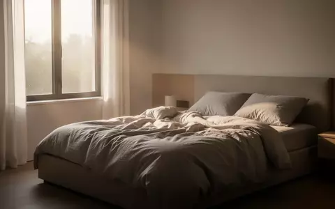 Ein modern eingerichtetes Schlafzimmer in sanftem Morgenlicht, das eine ruhige und erholsame Atmosphäre vermittelt. - Foto: über boerse-global.de