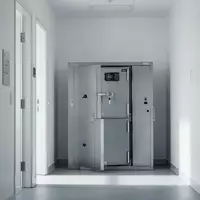 Ein minimalistisch gestalteter Flur in einer medizinischen Einrichtung mit einem verschlossenen Metallschrank. - Foto: über boerse-global.de