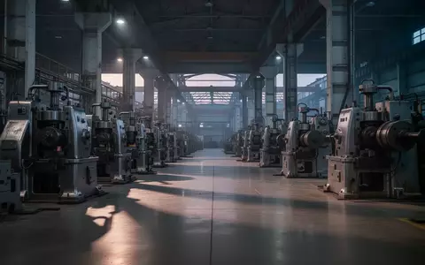 Leere Industriehalle in einem Automobilzulieferwerk mit Maschinen bei Dämmerlicht. - Foto: über boerse-global.de