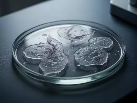 Mikroskopische Aufnahme einer Gewebeprobe in einem Labor, die biologische Zellstrukturen zeigt. - Foto: über boerse-global.de