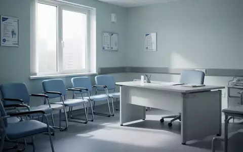 Ein leeres, klinisch wirkendes Sprechzimmer in einem Krankenhaus mit Tageslichteinfall. - Foto: über boerse-global.de
