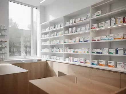 Ein minimalistisch eingerichteter, heller Apothekenraum mit ordentlichen Regalen und natürlichem Lichteinfall. - Foto: über boerse-global.de