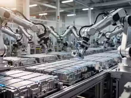 Automatisierte Fertigungsstraße in einer modernen Fabrik für Lithium-Ionen-Batterien. - Foto: über boerse-global.de