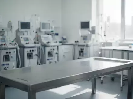 Ein moderner, leerer medizinischer Untersuchungsraum mit steriler Atmosphäre und hellem Tageslicht. - Foto: über boerse-global.de