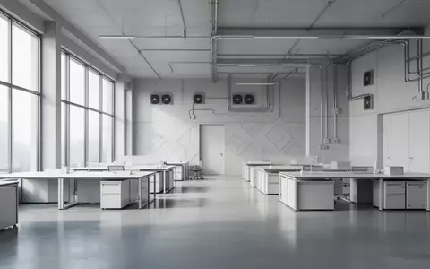 Ein minimalistischer, moderner Forschungsraum mit poliertem Betonboden und natürlichem Licht, der eine technologische Atmosphäre ohne sichtbare Hardware vermittelt. - Foto: über boerse-global.de