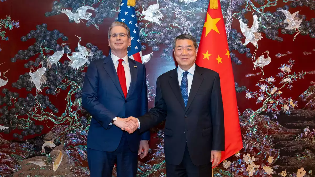 US-Finanzminister Bessent will am Wochenende Chinas Vizepremier He treffen. (Archivbild) - Bild: Zhang Xiaoyu/XinHua/dpa