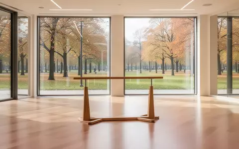 Ein heller, minimalistischer Trainingsraum mit Holzboden und Blick auf einen sonnigen Park. - Foto: über boerse-global.de