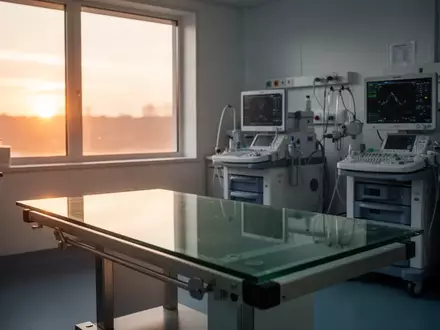 Ein steriler, modern eingerichteter medizinischer Untersuchungsraum im sanften Licht der Morgensonne. - Foto: ĂĽber boerse-global.de