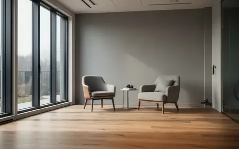 Ein minimalistisch gestalteter Raum für Physiotherapie mit hellem Holzboden und natürlichem Lichteinfall. - Foto: über boerse-global.de