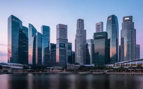 Die moderne Skyline des Finanzdistrikts von Singapur während der Dämmerung mit Fokus auf gläserne Bürogebäude. - Foto: über boerse-global.de