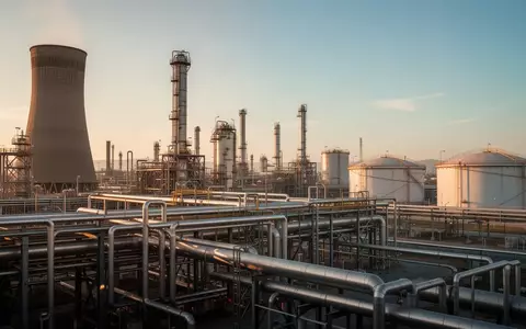 Moderne Industrieanlagen einer Ölraffinerie bei Sonnenuntergang. - Foto: über boerse-global.de