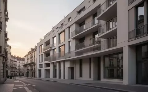 Eine moderne Wohnhausfassade mit klaren architektonischen Linien bei Tageslicht. - Foto: über boerse-global.de
