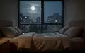 Ein minimalistisch eingerichtetes Schlafzimmer bei Nacht mit sanftem Mondlicht, das durch ein Fenster auf die Bettwäsche fällt. - Foto: über boerse-global.de