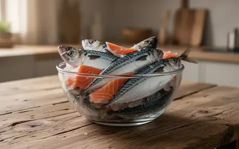 Frischer fetter Seefisch wie Lachs und Makrele in einer Glasschale auf einem Holztisch als Symbol für Omega-3-Quellen. - Foto: über boerse-global.de