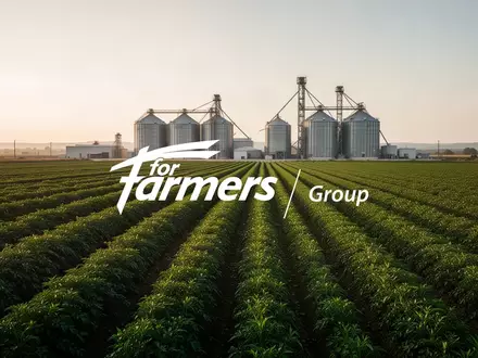 Moderne landwirtschaftliche Anlage mit Feldern und Silos im goldenen Licht als Symbol für die Futtermittelindustrie. - Foto: über boerse-global.de