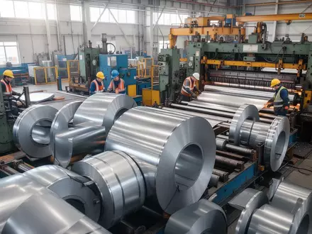Moderne Industrieanlage mit Stahlrollen in einer Produktionshalle für Batteriekomponenten. - Foto: über boerse-global.de