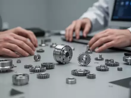 Nahaufnahme von hochpräzisen Titankomponenten und mechanischen Kleinteilen in einer industriellen Fertigungsumgebung - Foto: über boerse-global.de