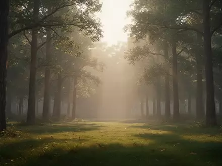 Ein ruhiges Waldstück im sanften Morgenlicht, das eine Atmosphäre der Entspannung und des inneren Gleichgewichts vermittelt. - Foto: über boerse-global.de
