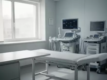 Modernes, steriles medizinisches Untersuchungszimmer mit weichem Tageslicht und diagnostischen Geräten im Hintergrund. - Foto: über boerse-global.de