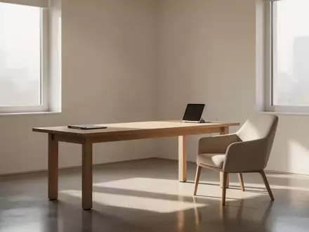 Ein heller, minimalistischer Behandlungsraum mit einem Holztisch und einem Stuhl in einer ruhigen, professionellen Atmosphäre. - Foto: über boerse-global.de