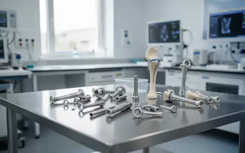 Moderne medizinische Implantate auf einem Edelstahltisch in einem sterilen Labor. - Foto: über boerse-global.de