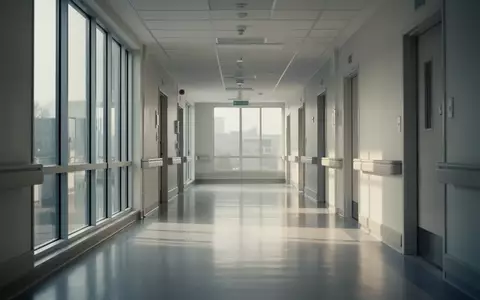 Ein heller, minimalistischer Krankenhausflur mit natürlichem Lichteinfall und klaren architektonischen Linien. - Foto: über boerse-global.de