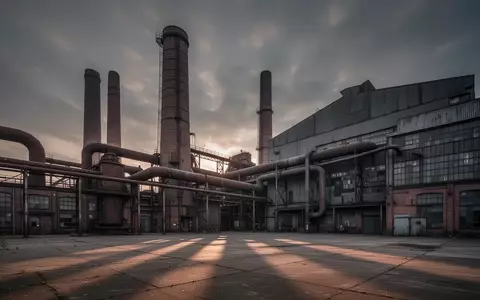 Eine weitläufige, menschenleere Industrieanlage mit hohen Schornsteinen und Fabrikhallen bei Dämmerung. - Foto: über boerse-global.de