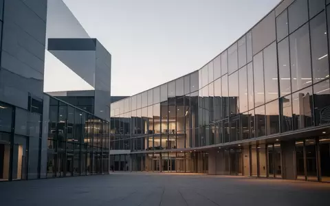 Moderne Architektur eines europäischen Verwaltungsgebäudes in der Abenddämmerung mit klaren geometrischen Strukturen. - Foto: über boerse-global.de