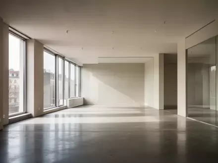 Modernes, minimalistisches Architektur-Interieur in einem Berliner Gebäude mit klaren Linien und natürlichem Licht. - Foto: über boerse-global.de