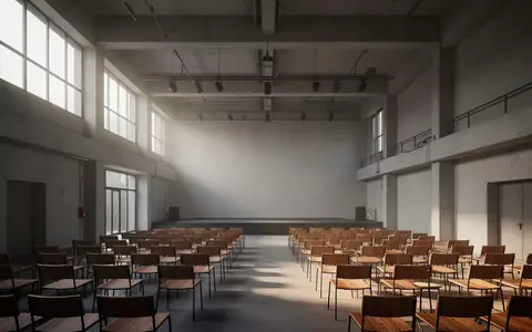 Ein leerer, modern gestalteter Konferenzsaal mit minimalistischer Architektur und einfallendem Tageslicht. - Foto: über boerse-global.de