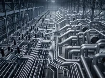 Ein weitreichendes, modernes Industriegebäude mit komplexen Leitungen und metallischen Strukturen zur Darstellung der technischen Infrastruktur. - Foto: über boerse-global.de