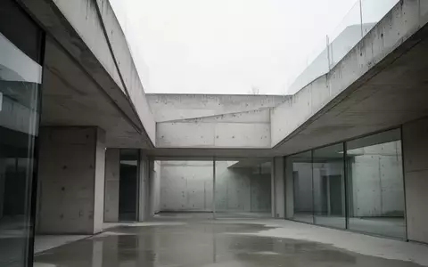 Moderne, minimalistische Architektur aus Beton und Glas bei diffusem Tageslicht, die eine sachliche und nüchterne Atmosphäre vermittelt. - Foto: über boerse-global.de