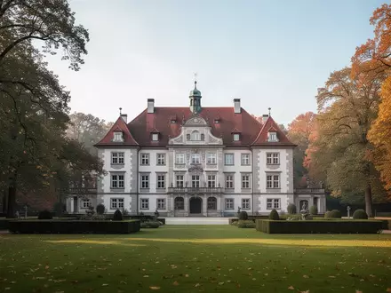 Ein herrschaftliches Anwesen in Bayern mit weitläufiger Gartenanlage bei Tageslicht. - Foto: über boerse-global.de