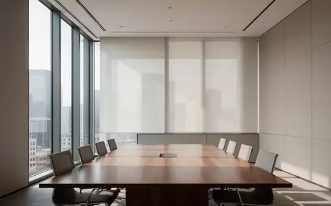 Ein minimalistischer, heller Konferenzraum mit einem leeren Holztisch und einfallendem Tageslicht. - Foto: über boerse-global.de