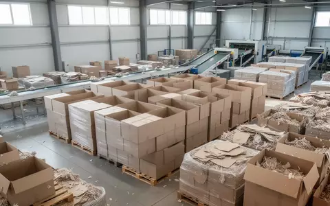 Ein aufgeräumtes Industrielager mit gestapelten Kartons und Verpackungsmaterialien in einer hellen, professionellen Umgebung. - Foto: über boerse-global.de