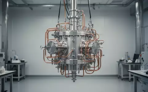 Eine hochpräzise kryogene Verdünnungskältemaschine in einem minimalistischen Laborumfeld mit komplexer Verkabelung. - Foto: über boerse-global.de