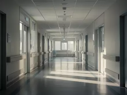 Ein heller, moderner Krankenhausflur mit einfallendem Tageslicht und poliertem Boden. - Foto: über boerse-global.de