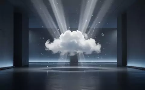 Abstrakte Darstellung von Cloud-Datensynchronisation mit sanftem blauen Licht in einem modernen, leeren Architekturraum - Foto: über boerse-global.de