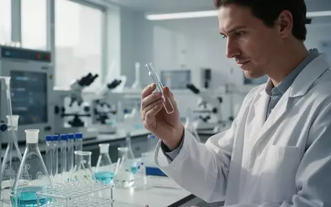 Ein Forscher in einem modernen Labor untersucht eine Glasampulle in einer klinischen Forschungsumgebung. - Foto: über boerse-global.de