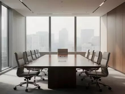 Moderner, minimalistischer Konferenzraum in einem Bürogebäude mit natürlichem Licht. - Foto: über boerse-global.de
