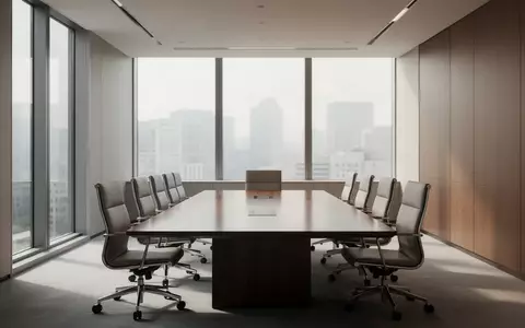 Moderner, minimalistischer Konferenzraum in einem Bürogebäude mit natürlichem Licht. - Foto: über boerse-global.de