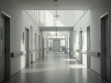Moderner, heller Flur in einem norddeutschen Krankenhaus mit Architektur im minimalistischen Stil. - Foto: über boerse-global.de