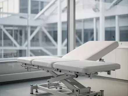 Ein minimalistischer, heller Behandlungsraum in einer medizinischen Praxis mit einer Untersuchungsliege. - Foto: über boerse-global.de