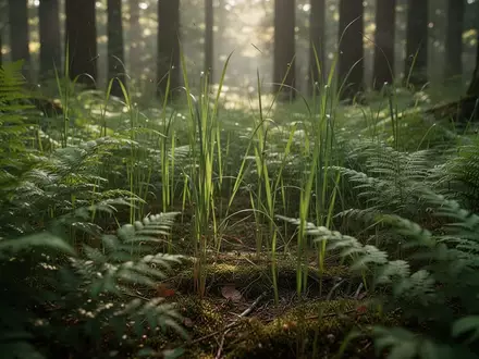 Ein Wald mit dichtem Farn und Gras als Lebensraum für Zecken in natürlichem Licht. - Foto: über boerse-global.de