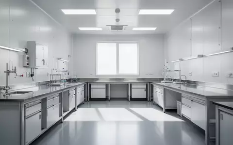 Ein minimalistisches, leeres Labor mit sterilen Oberflächen und klaren architektonischen Linien bei Tageslicht. - Foto: über boerse-global.de