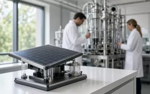 Ein modernes Wasserstoff-Forschungslabor mit einem Solarmodul-Prototyp auf einem Arbeitstisch. - Foto: über boerse-global.de