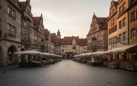Historische Innenstadt von Würzburg mit Sandsteingebäuden und Kopfsteinpflaster bei Sonnenuntergang. - Foto: über boerse-global.de